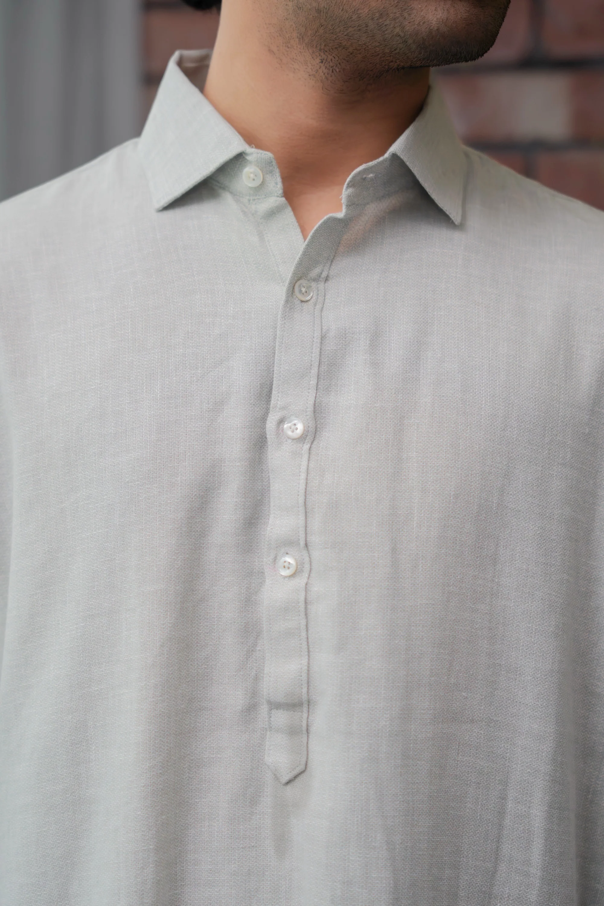 Aarib Structured Contemporary Kurta - Faded Green - Image 5