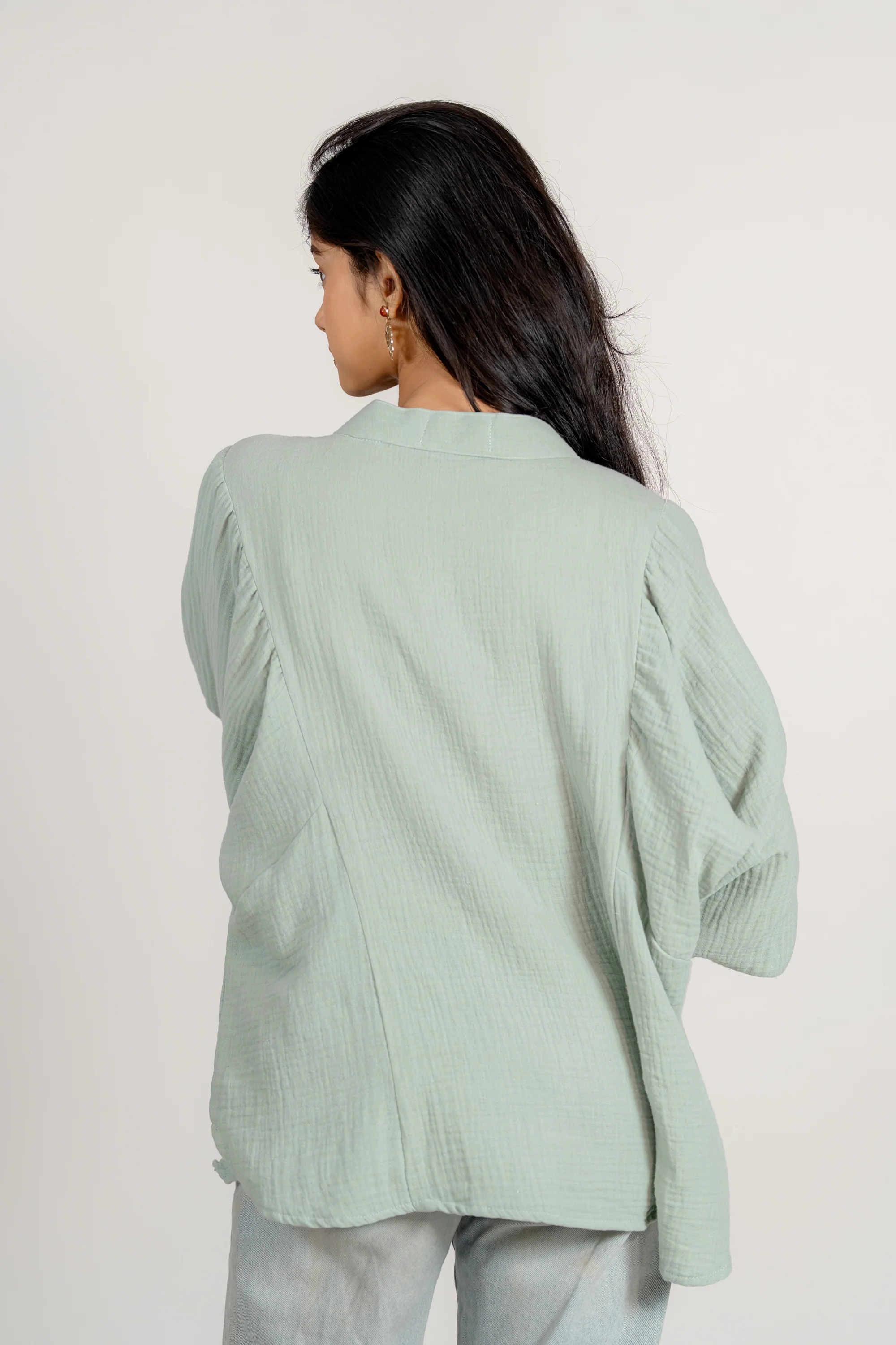 Balloon Sleeve Top in Pistachio - Image 3