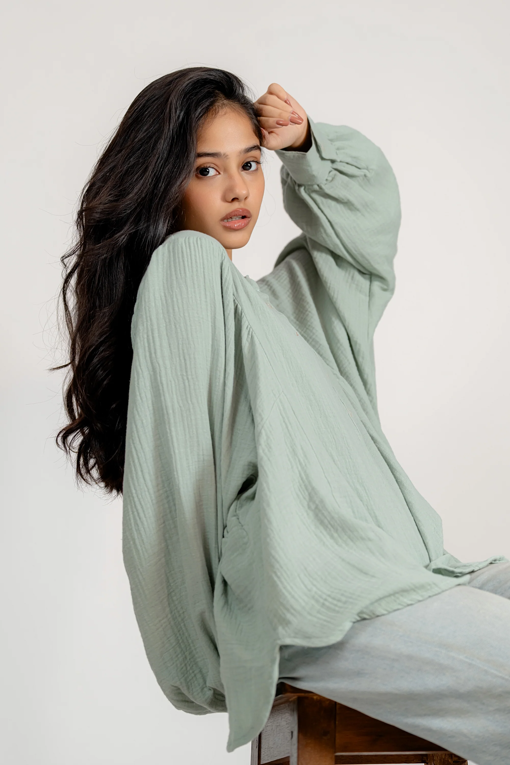 Balloon Sleeve Top in Pistachio - Image 5