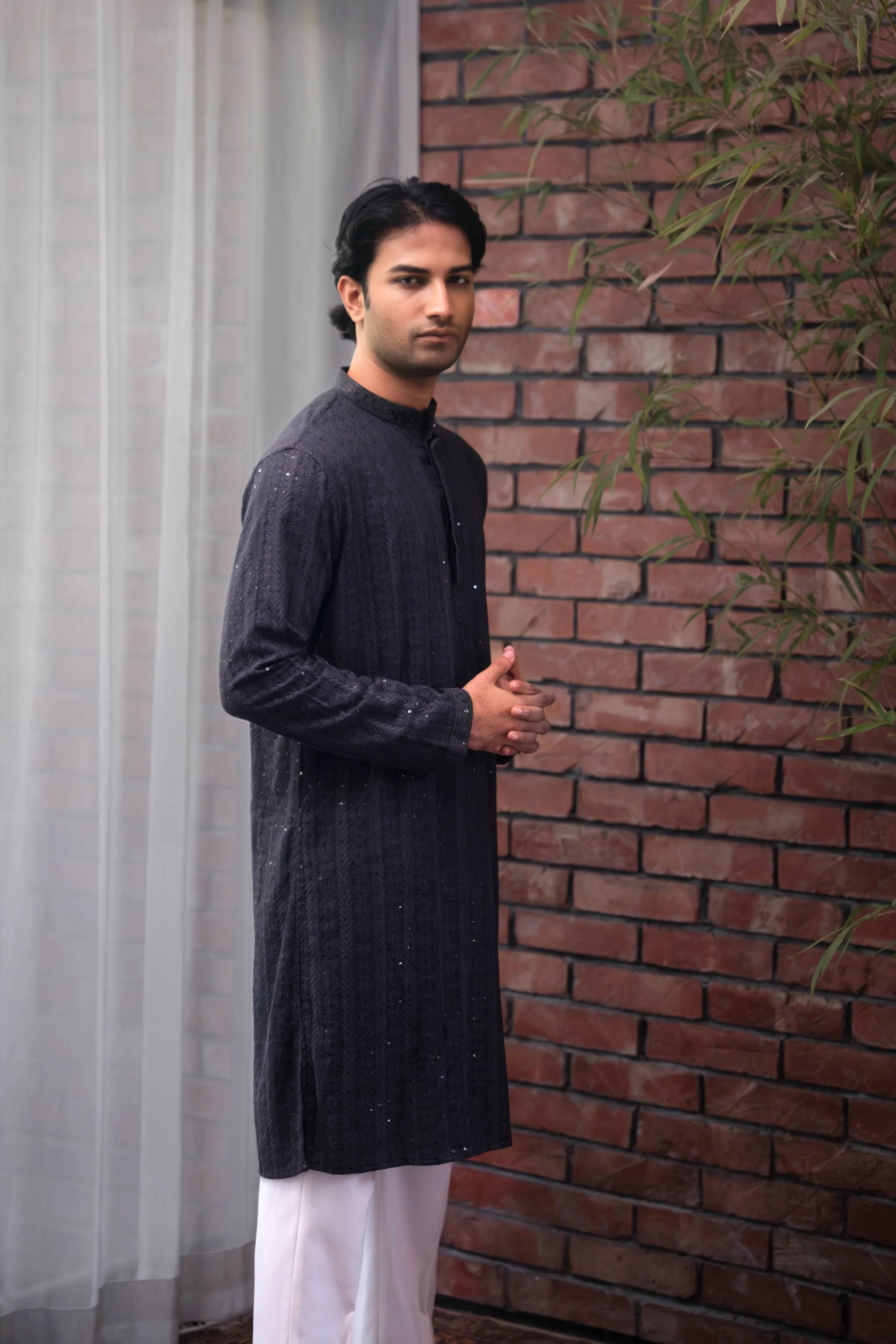 Reyaan Panjabi in Charcoal Blue - Image 3