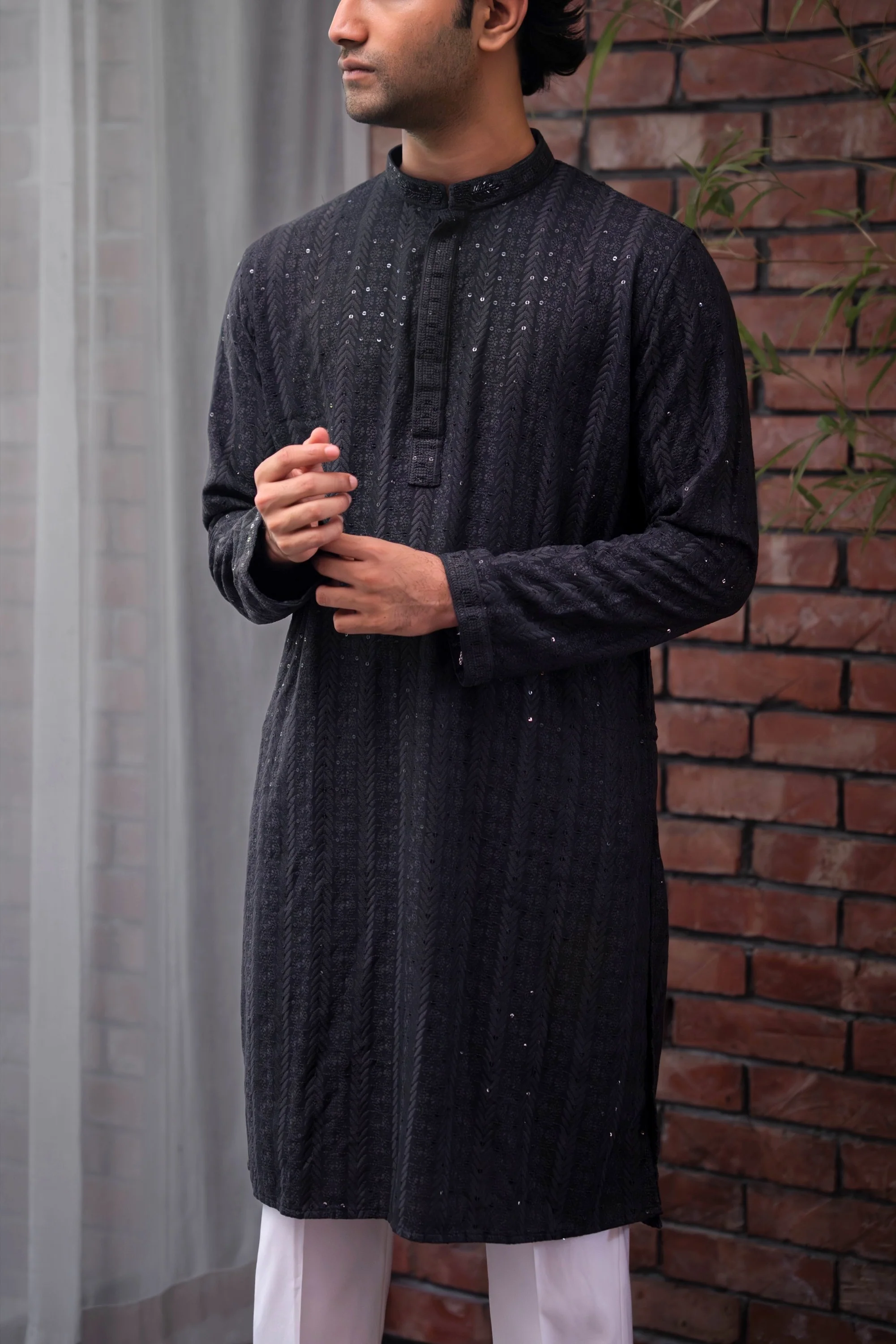 Reyaan Panjabi in Charcoal Blue - Image 5