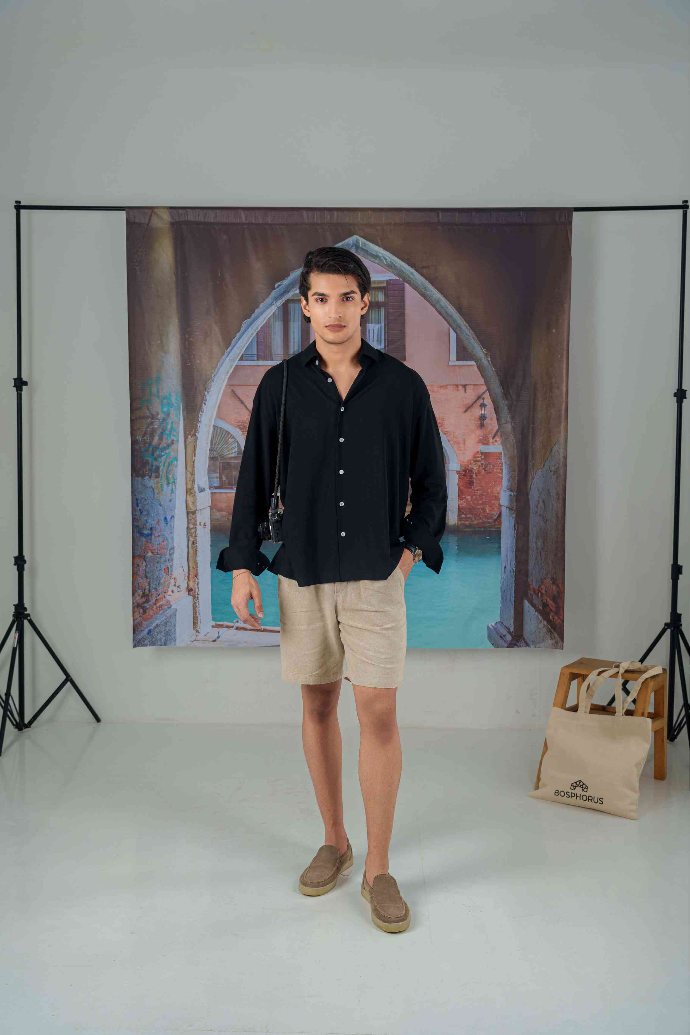 Emilio Jet Black Drape Shirt - Image 12