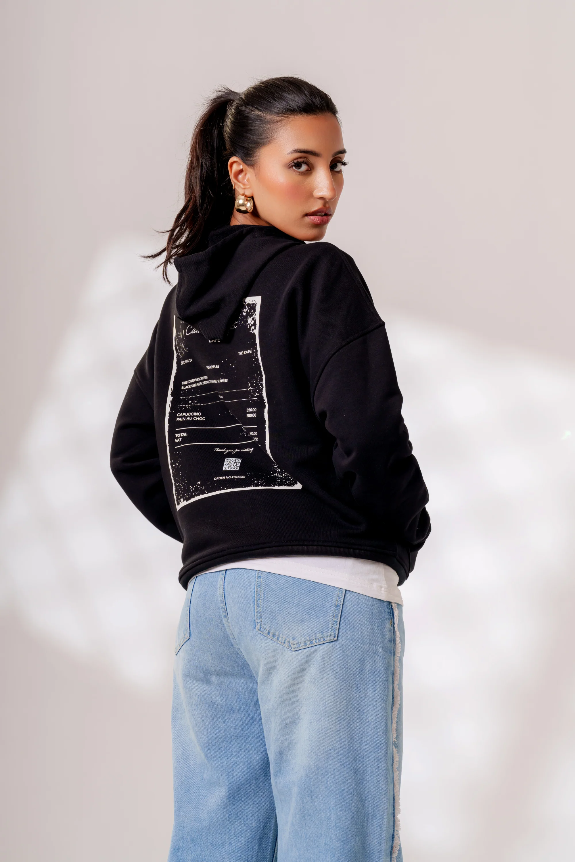 'Guilty Pleasure' Oversized Hoodie in Jet Black - Image 4