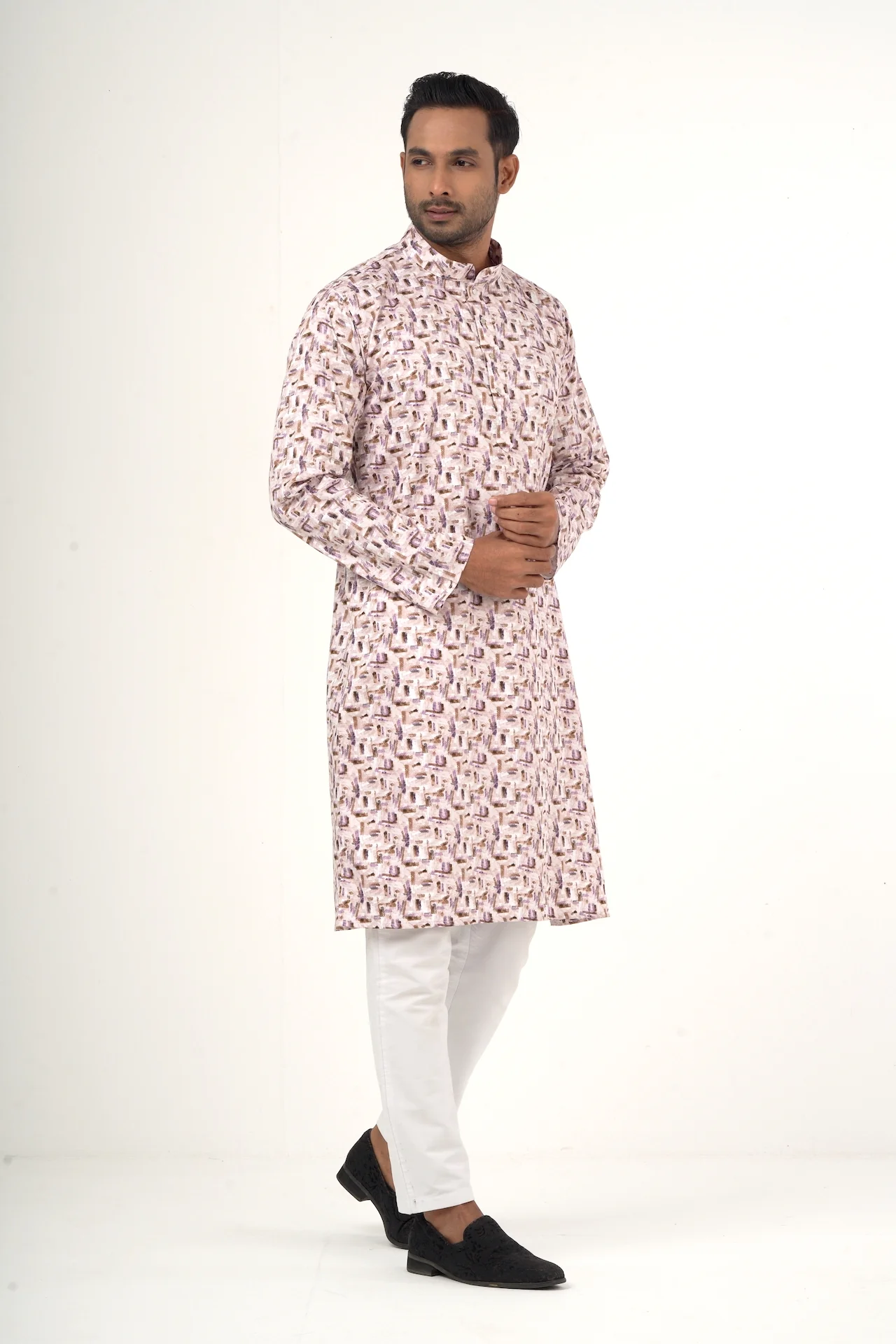 Lavender Colour Blocks Panjabi - Image 3