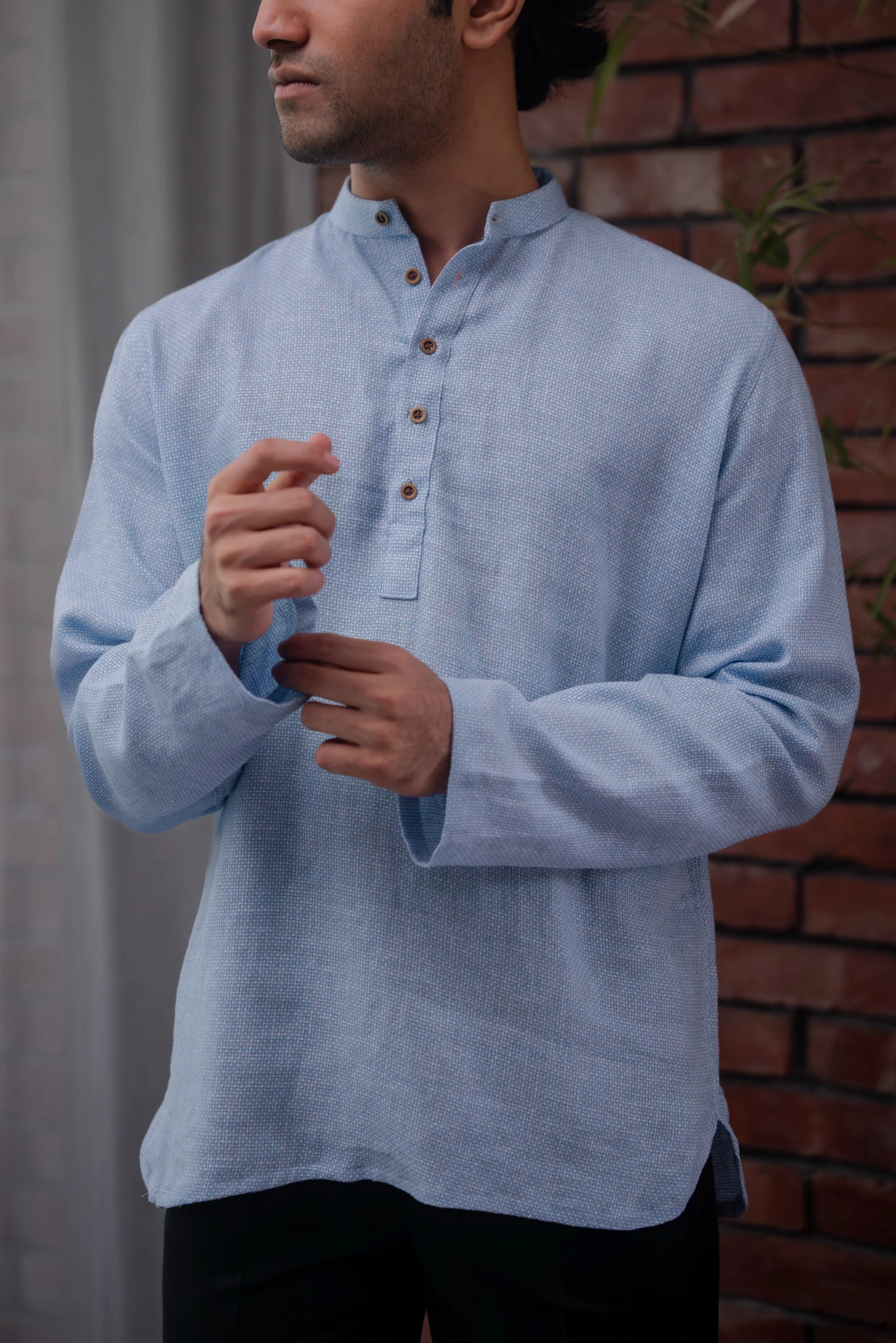 Naeel Contemporary Kurta in Light Blue - Image 3
