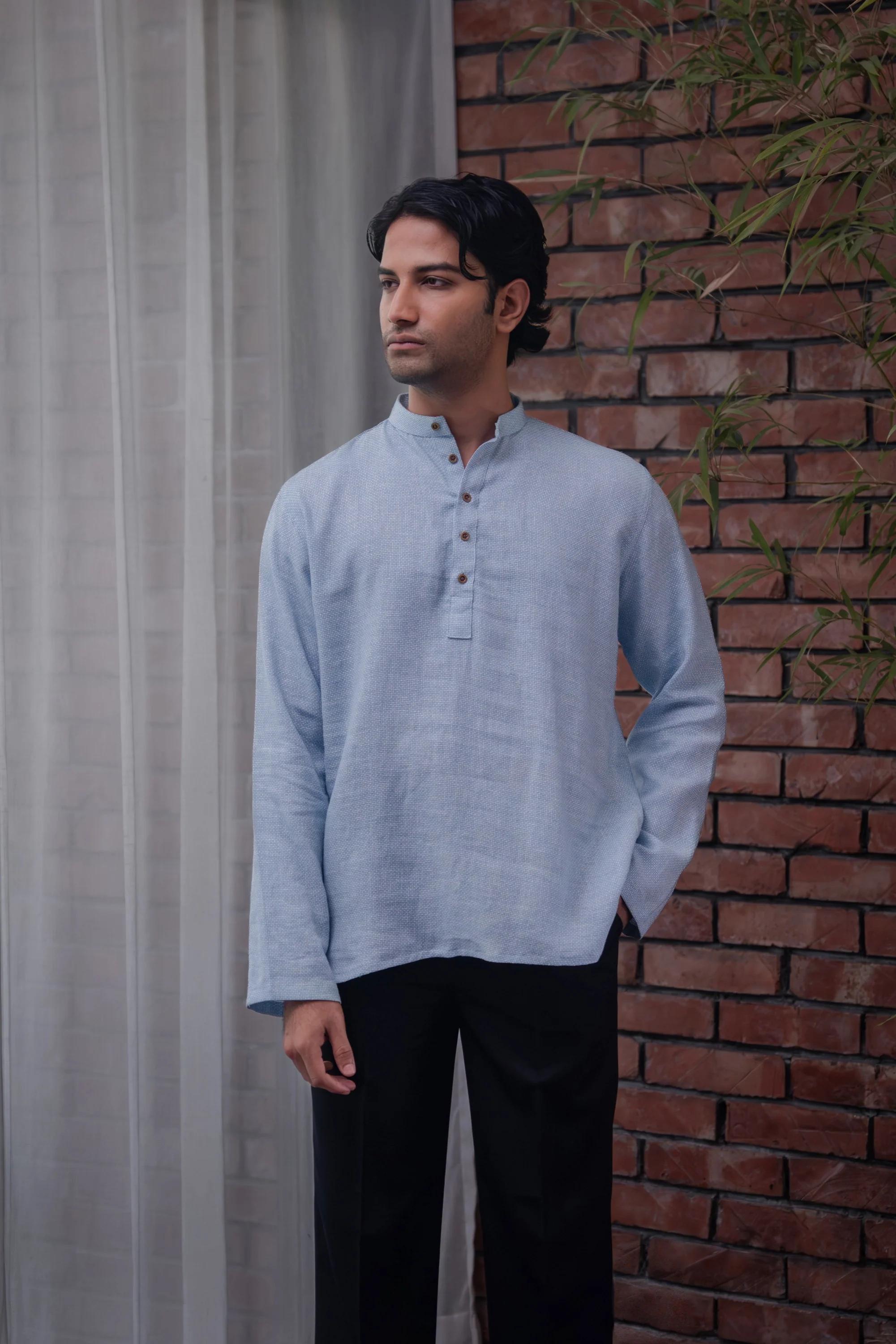 Naeel Contemporary Kurta in Light Blue - Image 4