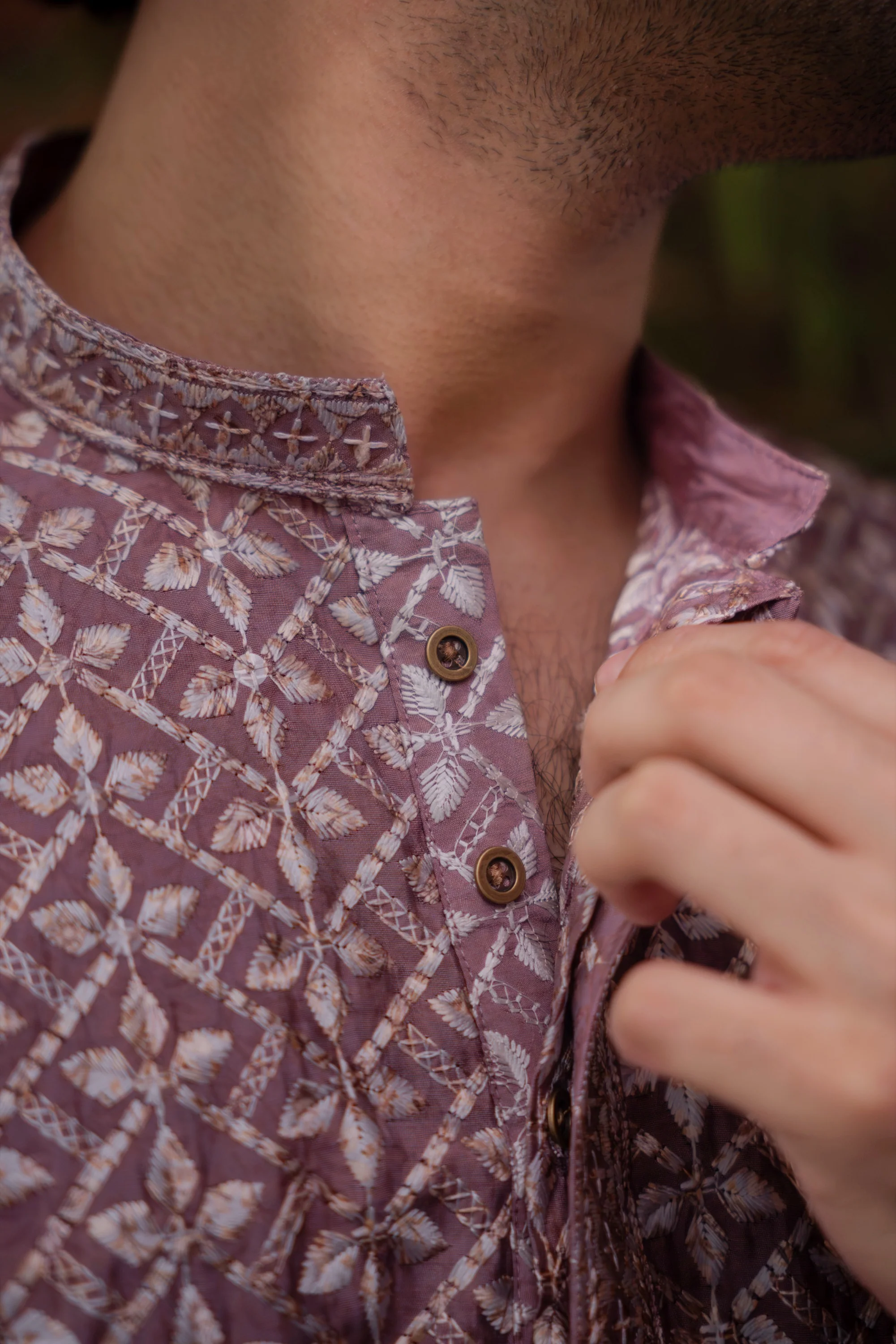 Saahir Embroidered Panjabi in Mauve Purple - Image 5