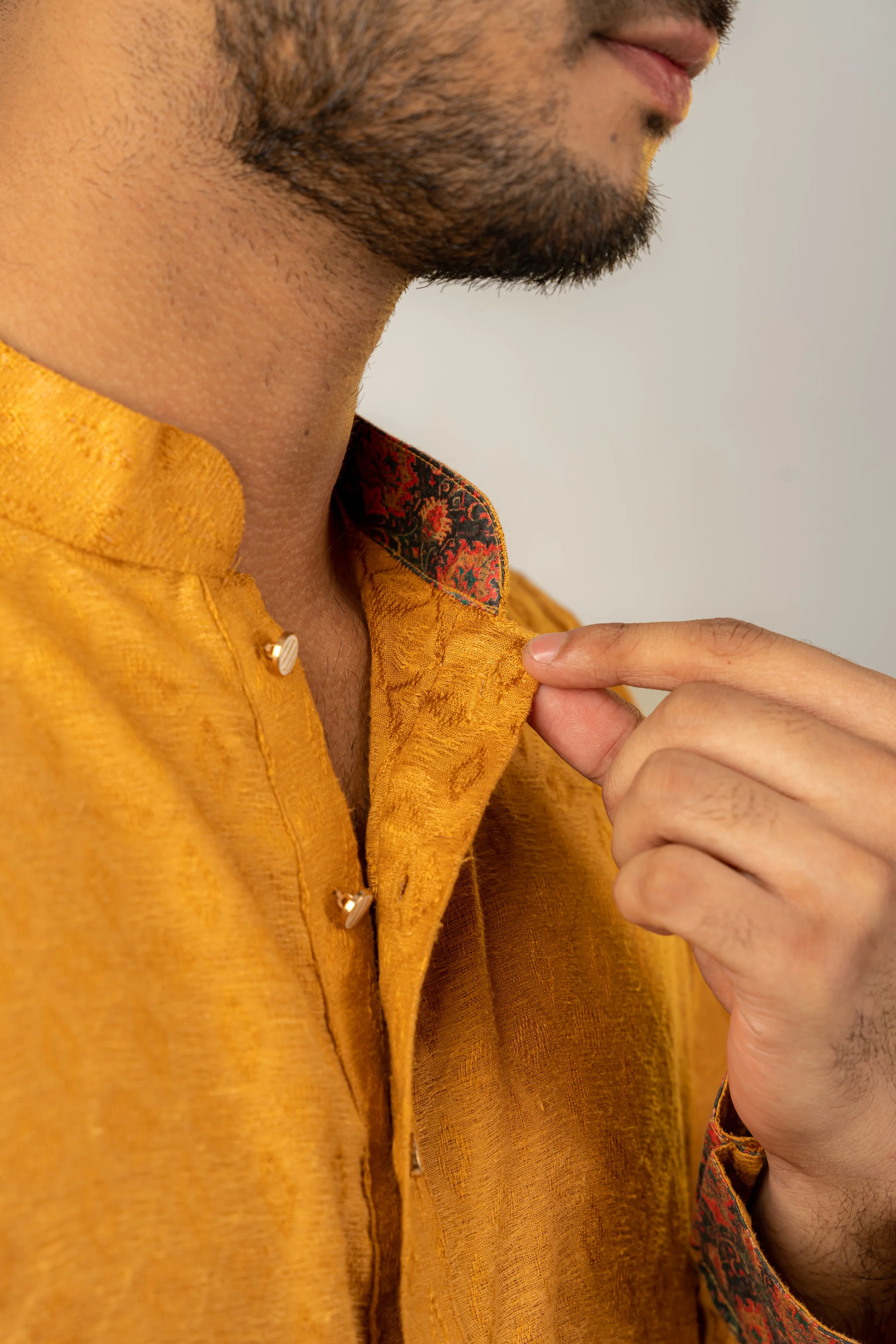 Nahyan Jacquard Panjabi in Rust Gold - Image 3