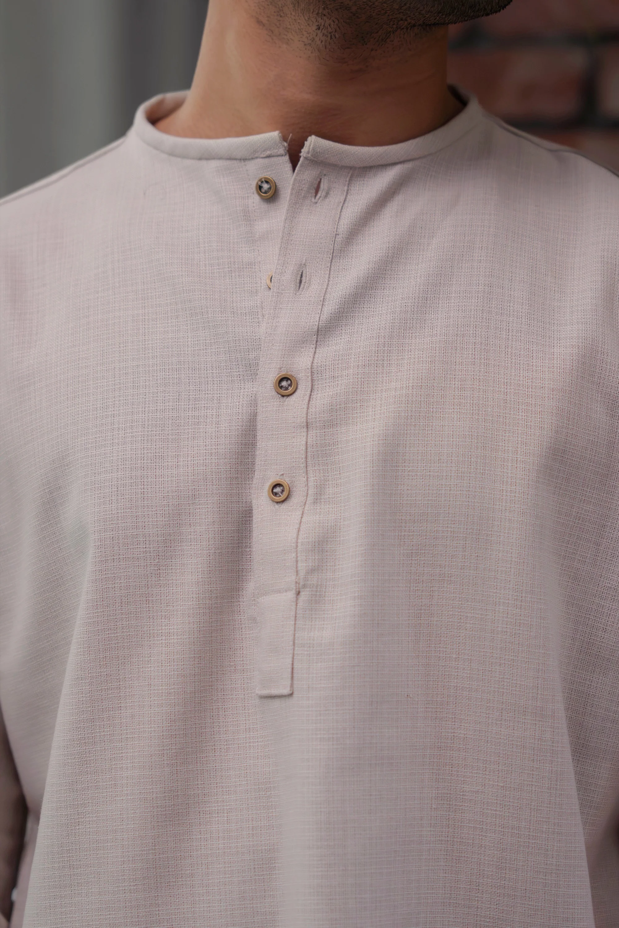Shehzan Contemporary Panjabi In Oatmeal - Image 5
