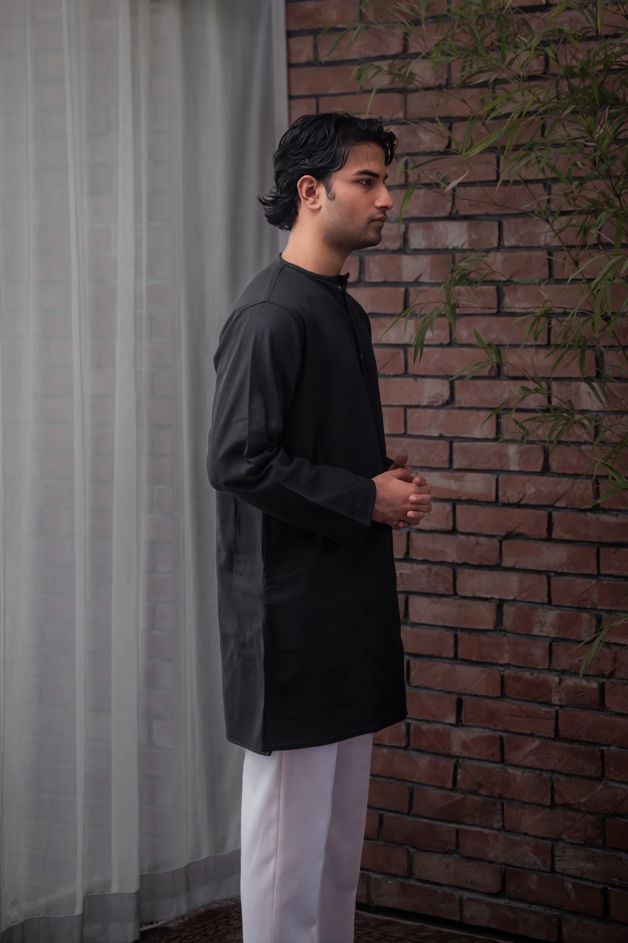 Shehzan Contemporary Panjabi – Jet Black - Image 3