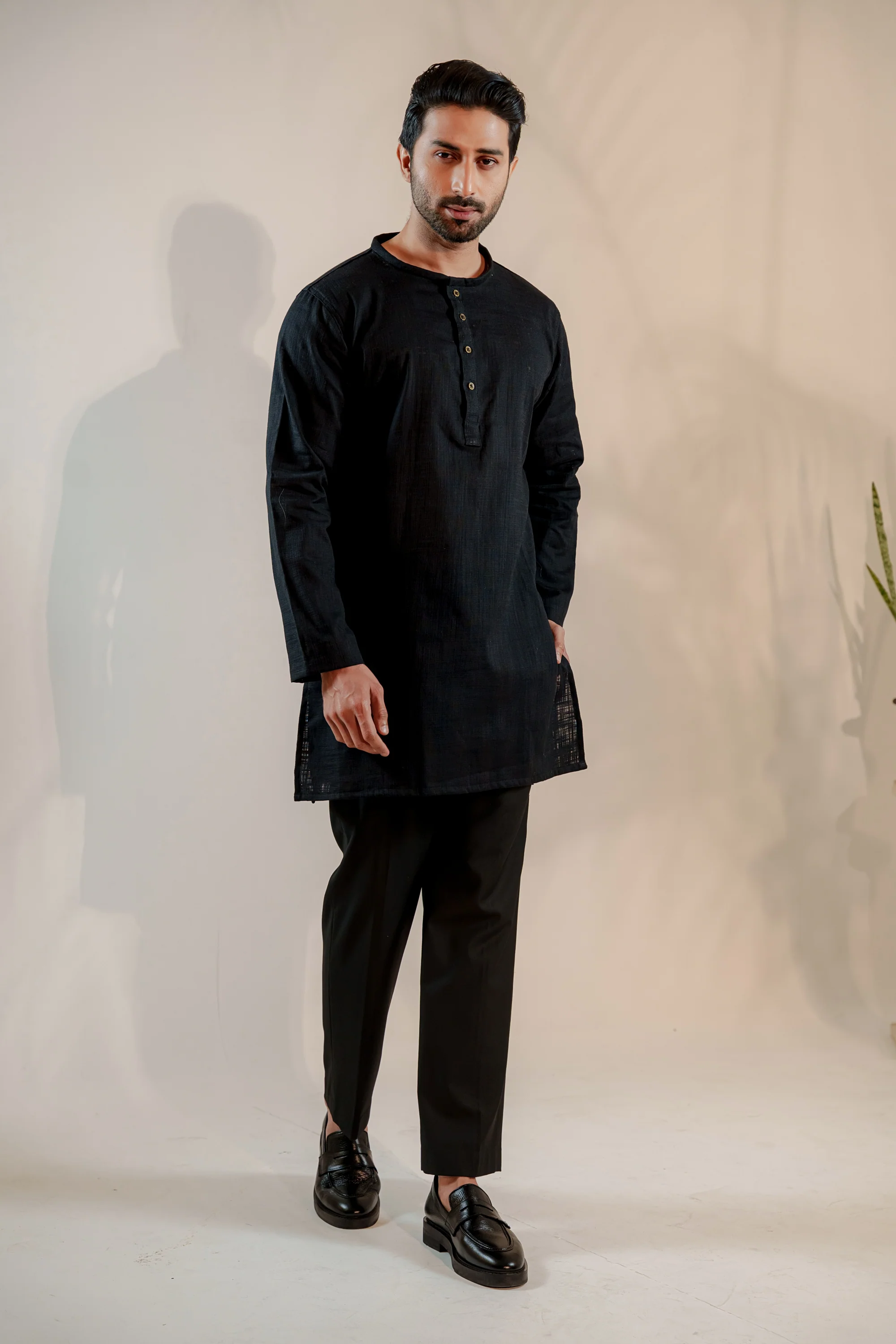 Shehzan Contemporary Panjabi – Jet Black - Image 6