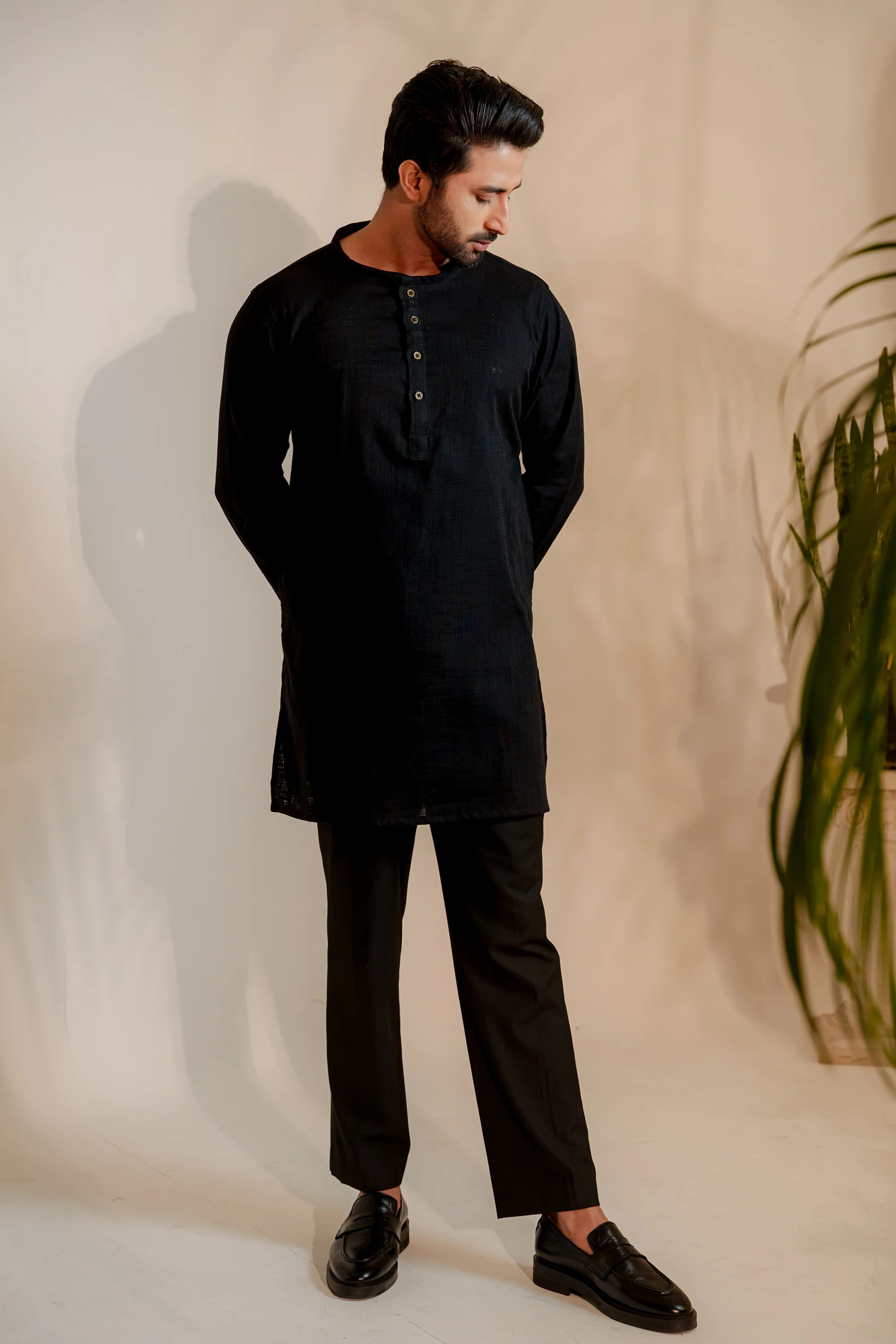 Shehzan Contemporary Panjabi – Jet Black - Image 9