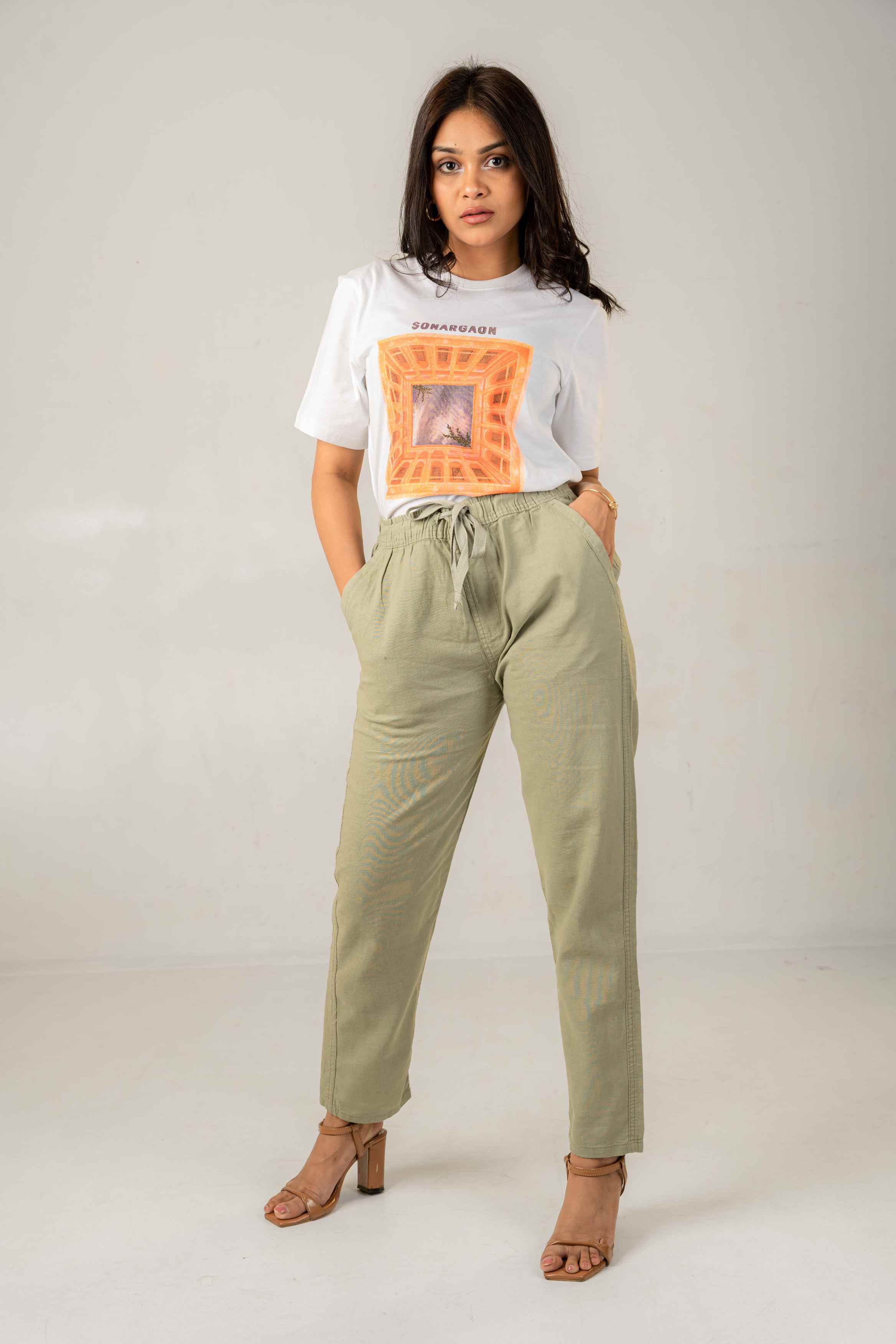Unisex Pistachio Linen Effect Joggers - Image 5
