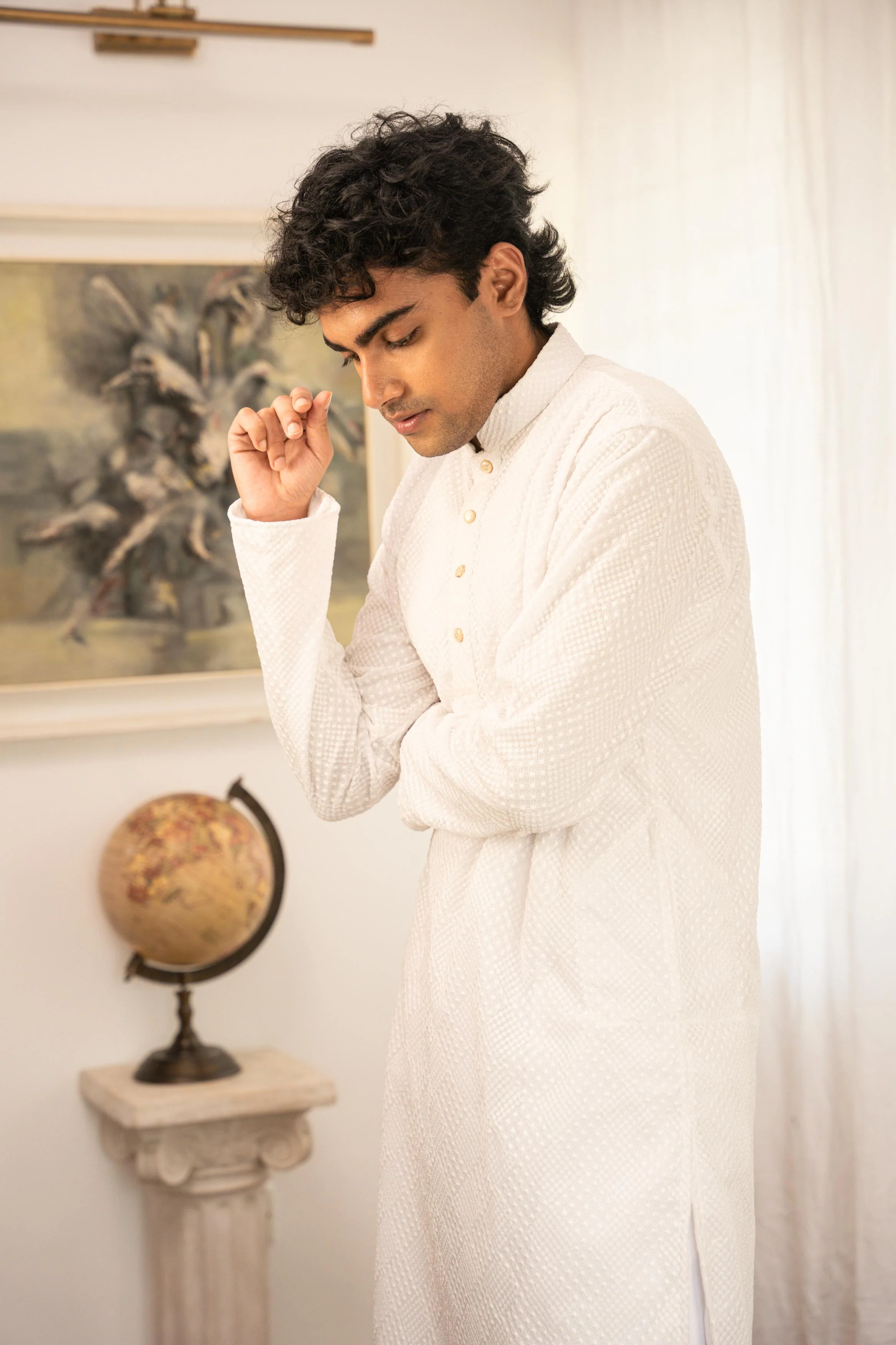White Textured Panjabi - Image 6